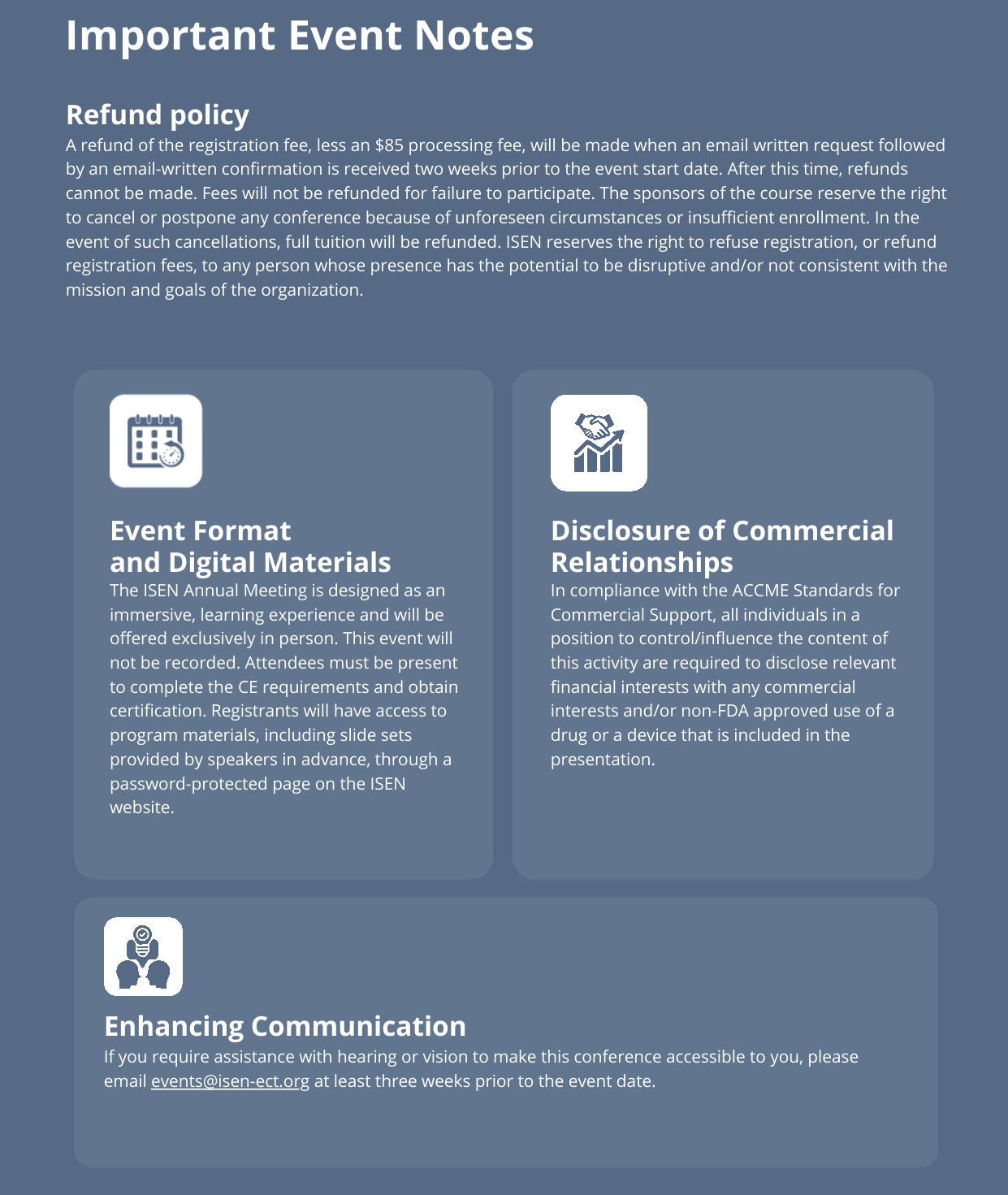 Important Event Notes