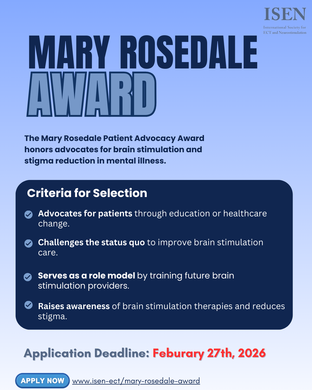 Mary Rosedale Award 2026